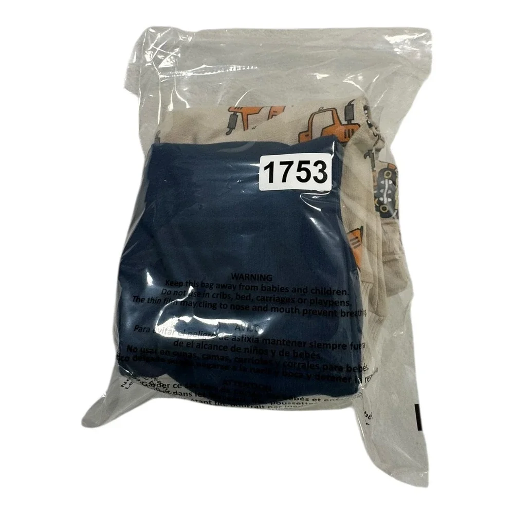 Petit Lem's Mini Threads 12M Outfit Set White Tee Blue‎ Pants Excavator Pajamas
